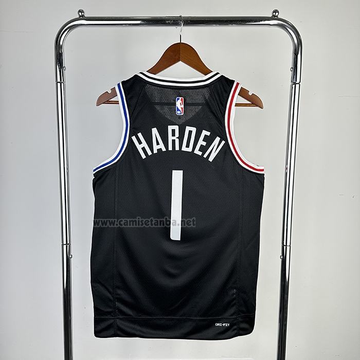 Camiseta Los Angeles Clippers James Harden NO 1 Ciudad 2020-21 Negro